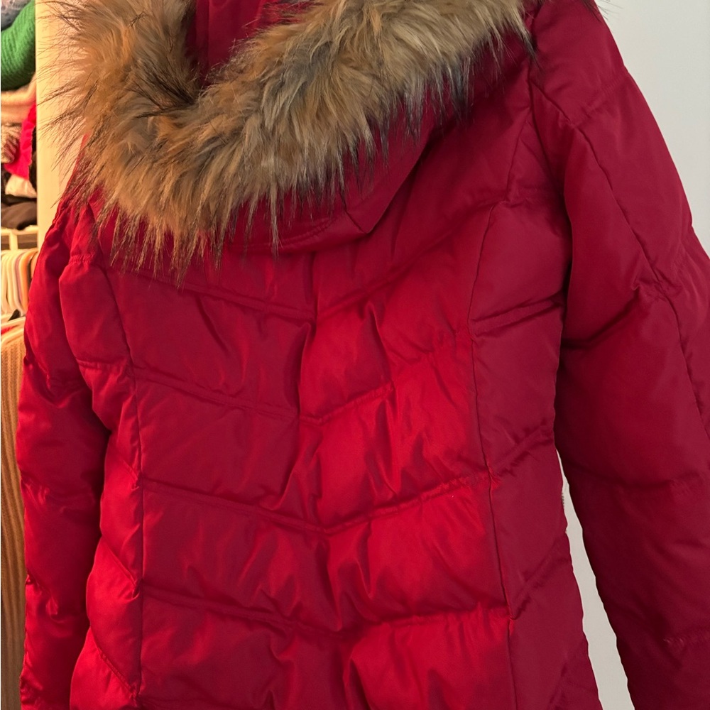 Red Fur-Trimmed Women's Jacket